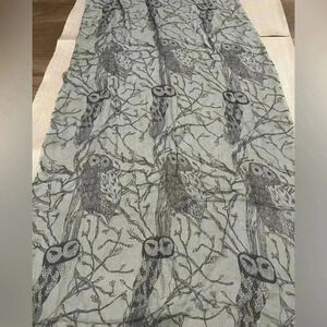 [28*68”] Owl Print  Gray Viscose Shawl/ Scarf